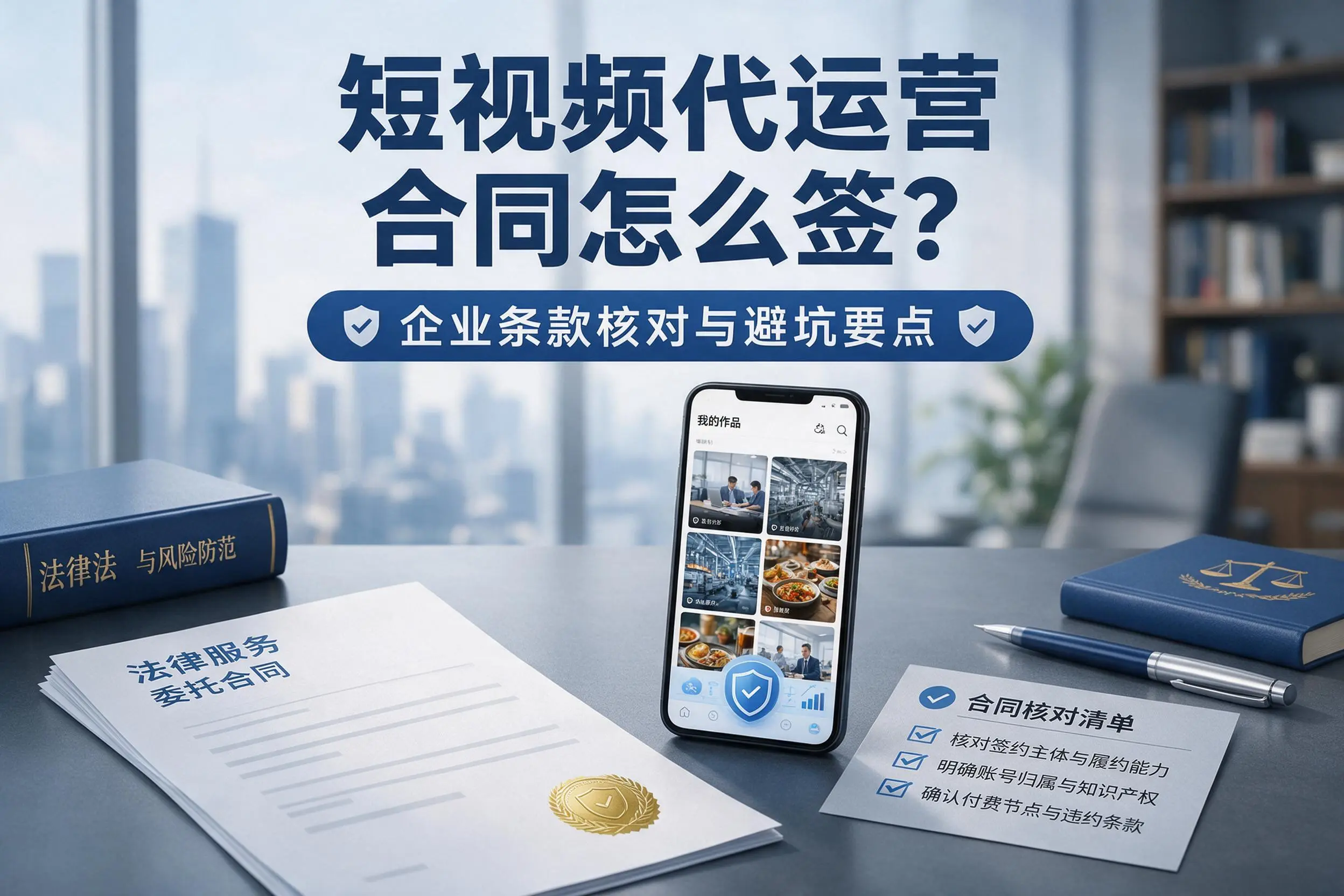 短视频代运营合同怎么签?潜江企业条款核对与避坑要点
