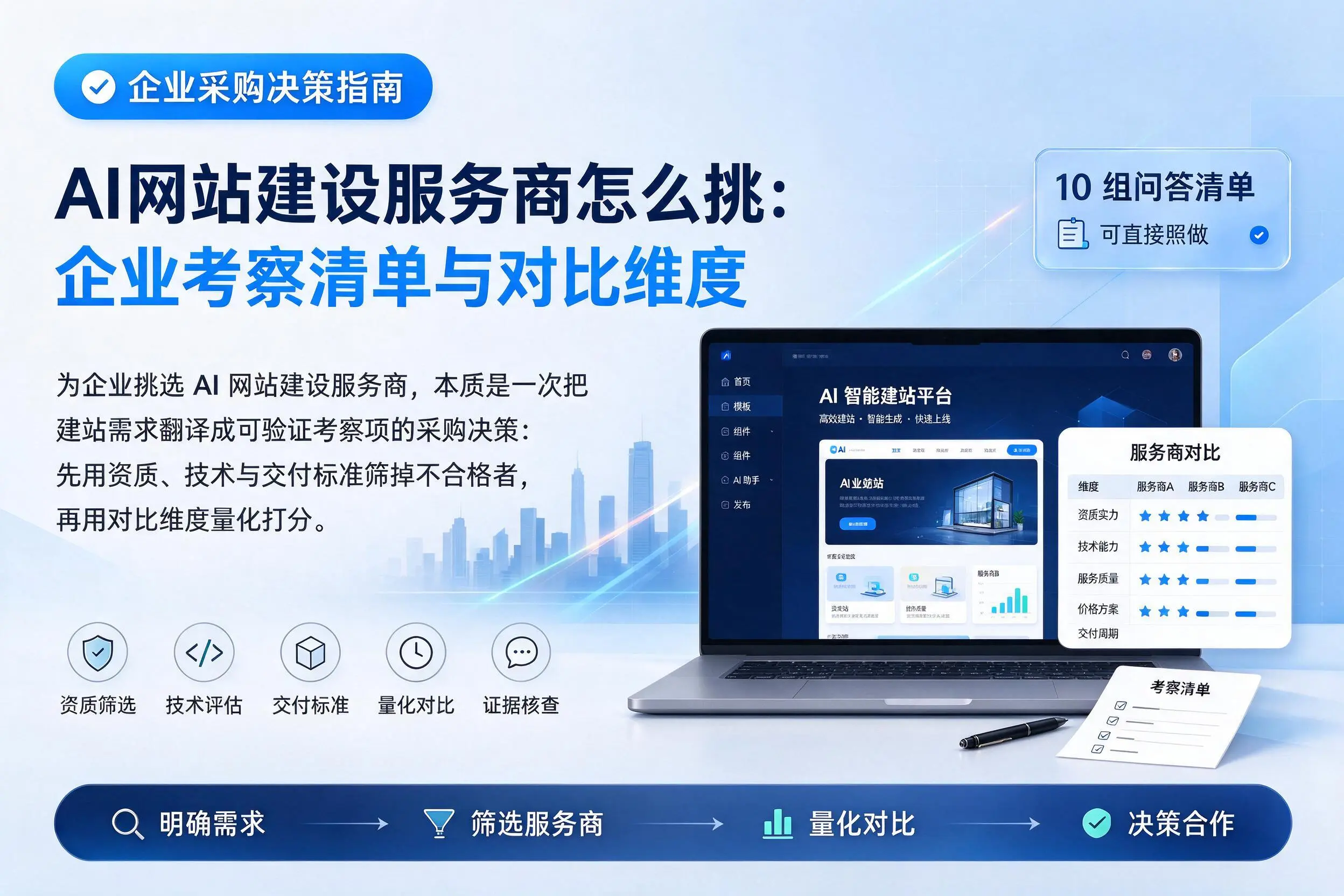 AI网站建设服务商怎么挑:潜江企业考察清单与对比维度