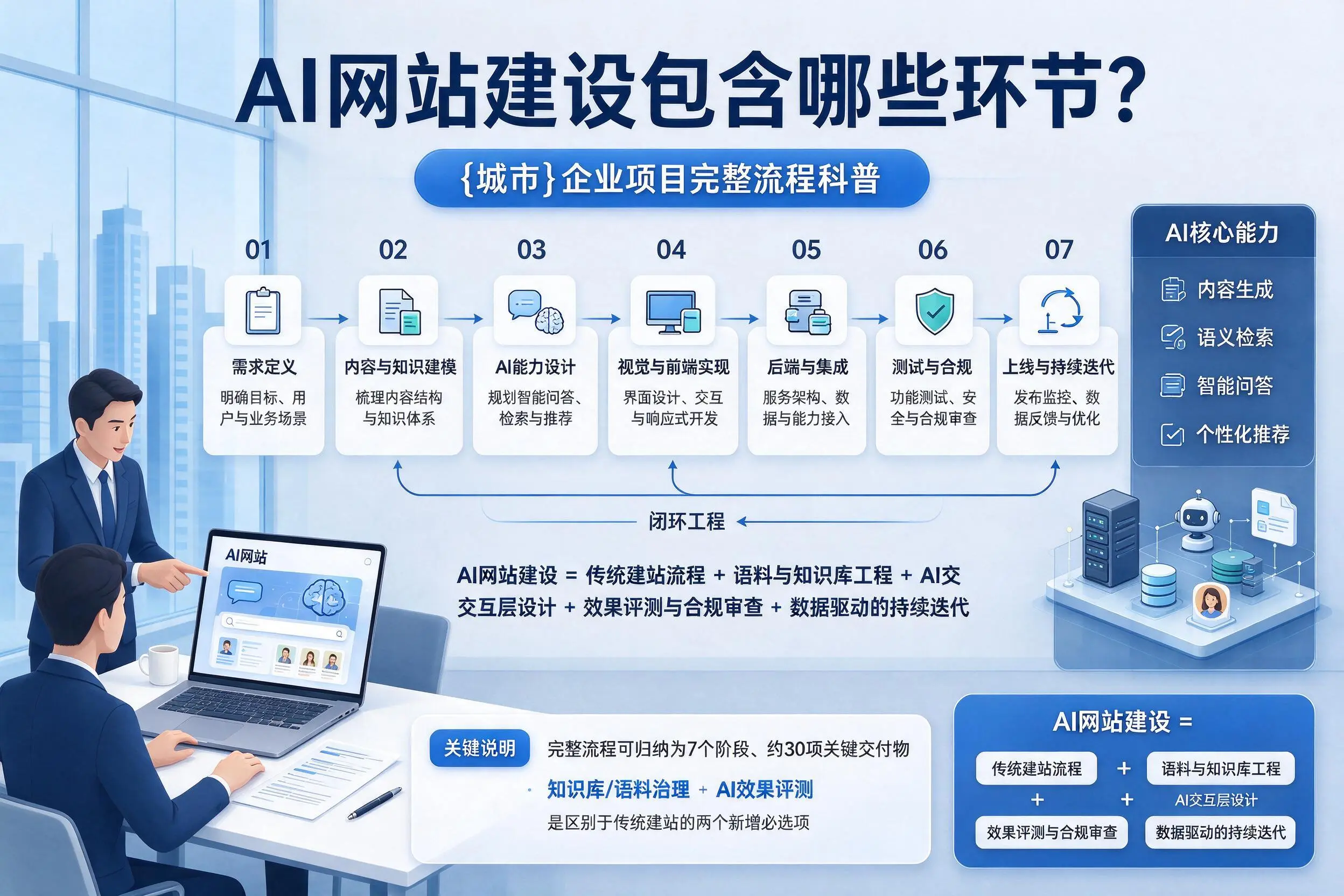 AI网站建设包含哪些环节？潜江企业项目完整流程科普