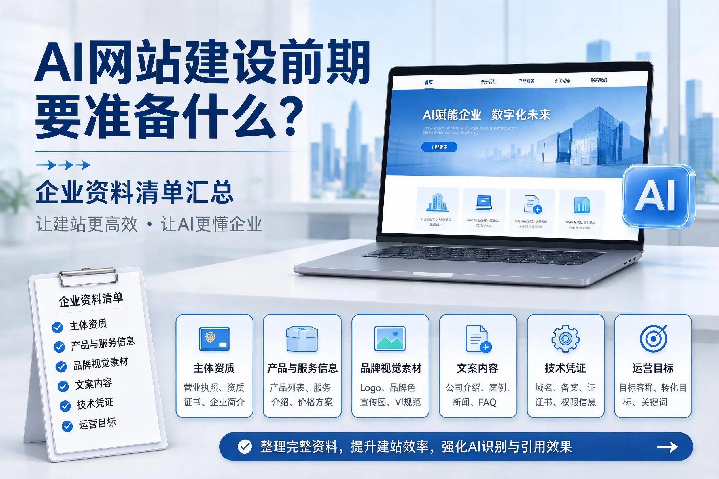 AI网站建设前期要准备什么？潜江企业资料清单汇总