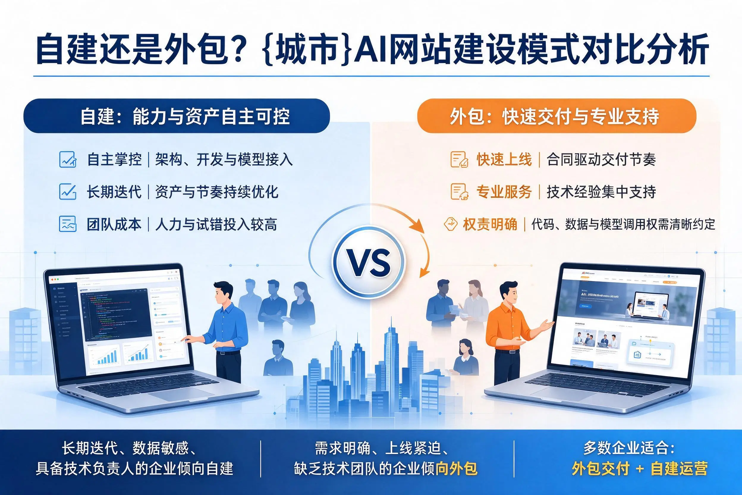 自建还是外包?潜江AI网站建设模式对比分析